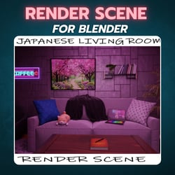 Japanese Living Room Render Scene