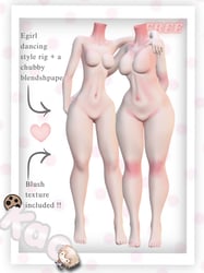 πͺππππ ππππ ππ
ππ ( free , blush map texture included , chubby base , base edit , egirl rig , dancer version , dancer rig , fbt ready , smooth blendshapes )