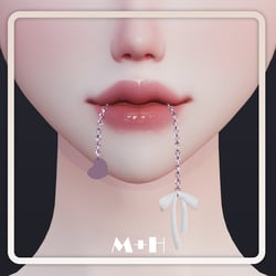 Ribbon heart mouth chain