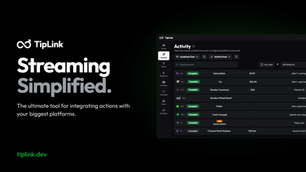 TipLink - Twitch, Kick, VRChat, Fansly, Joystick.TV, Streamlabs, StreamElements, Discord, TikTok, OSC Integration