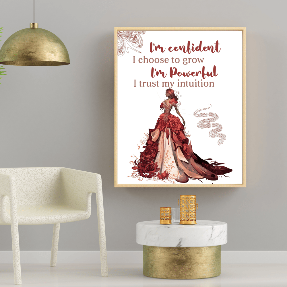 I am confident, I'm Powerful Self-love Self-care Self-acceptance Positive Affirmations Wall Art Print Quotes