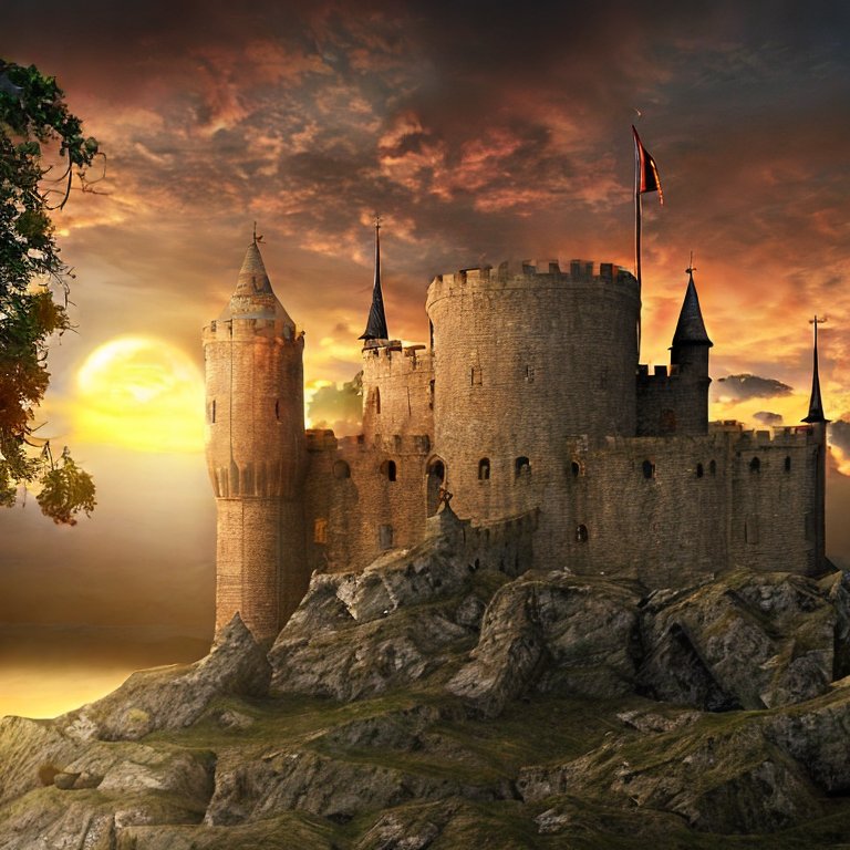 A castle at sunset