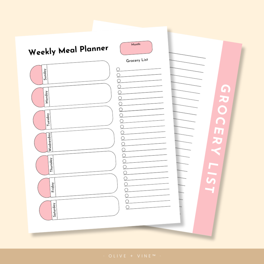 weekly meal planner and grocery list