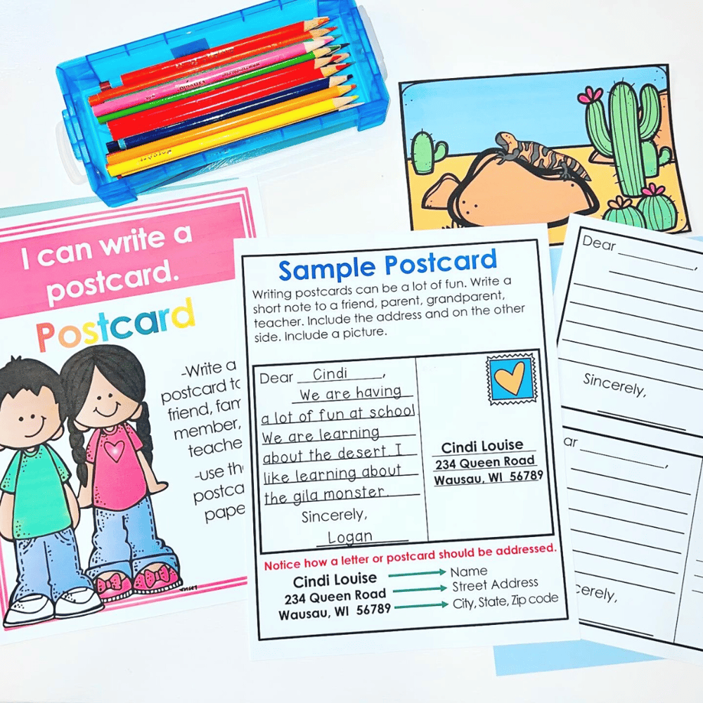 postcard center writing center