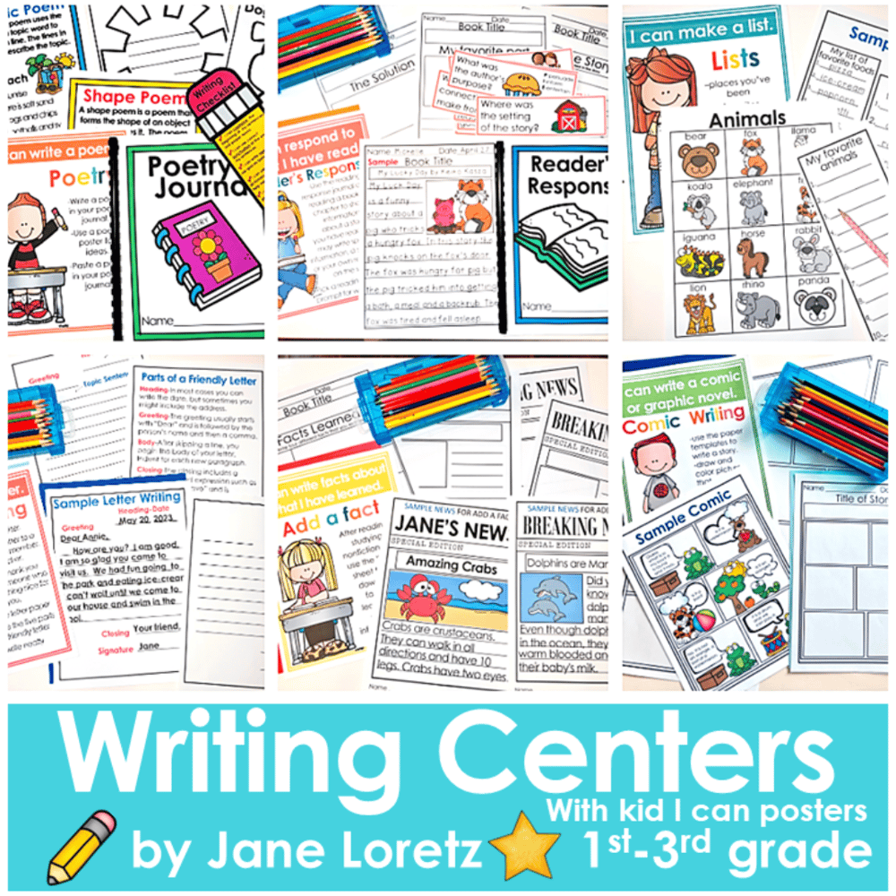 writing centers first grade, second grade, third grade