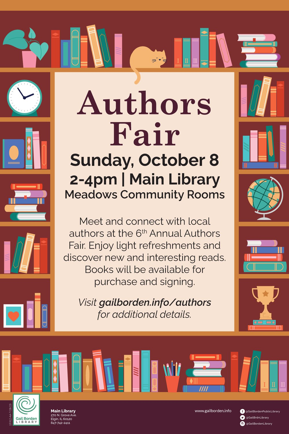 6th Annual Gail Borden Library Authors Fair on Sunday, October 8th, 2023 from 2 - 4 PM
