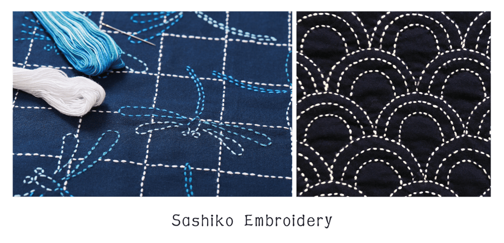use running stitch for sashiko embroidery