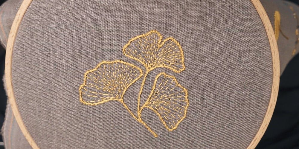 free Ginkgo leaves embroidery pattern