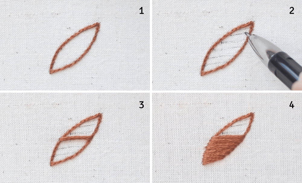 use split stitch to create a padded edge