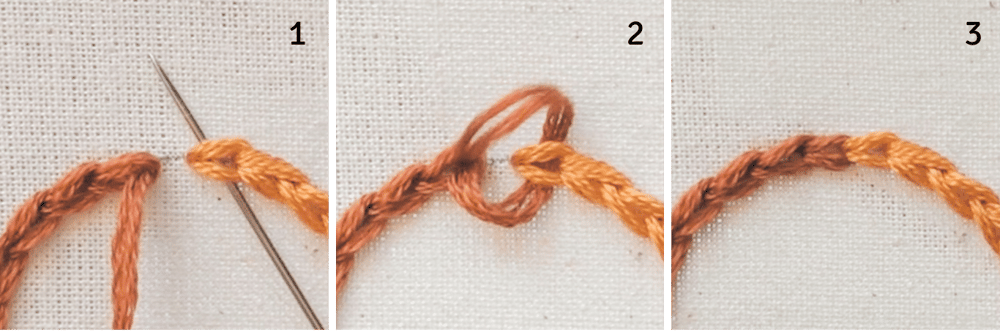 how to chain stitch close a loop