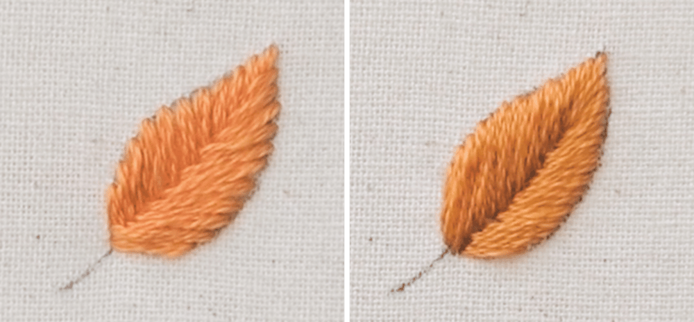 leaf stitch vs fishbone stitch embroidery
