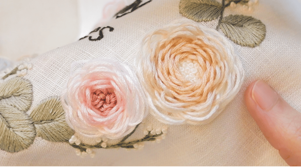 woven rose woven wheel spider wheel stitch embroidery