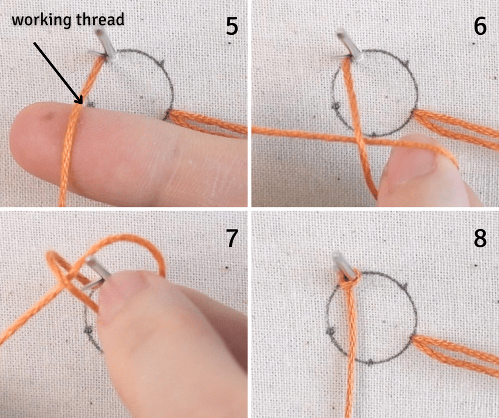 how to cast on stitch embroidery step by step