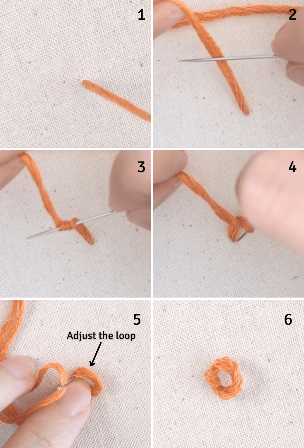 how to ring knot stitch embroidery