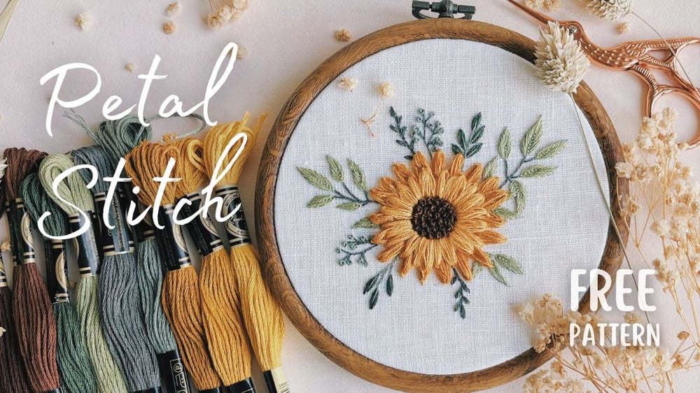 how to petal stitch hand embroidery sunflower