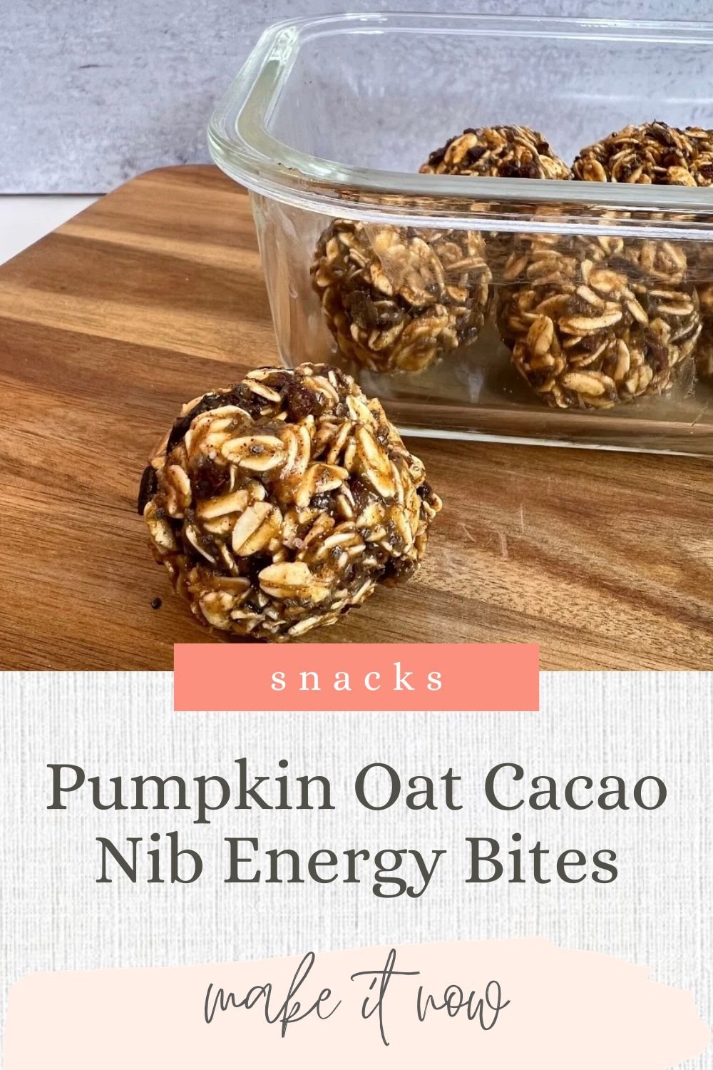 Pumpkin oat cacao nib energy bites