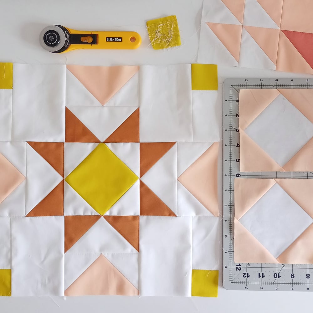 Sawtooth star quilt block from Interlaced Stars quilt pattern by Alexandra Bordallo Studio