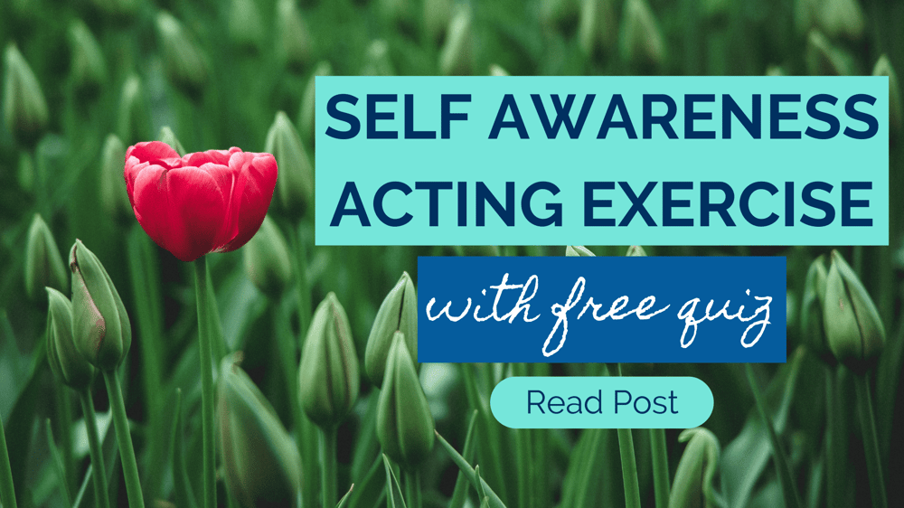 self awareness acting exercise with free quiz over green grass with one red tulip