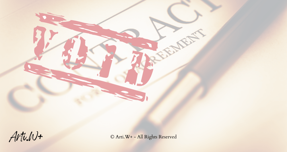A contract document stamped with the word 'VOID' in red ink.