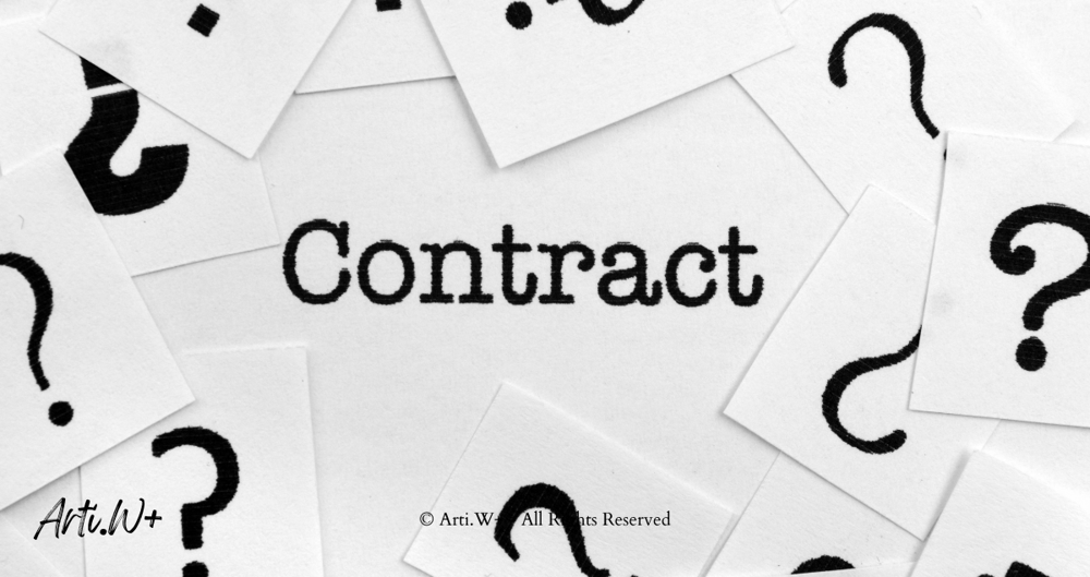 An illustration showing a contract document with a question mark on it as someone scratches their head in confusion