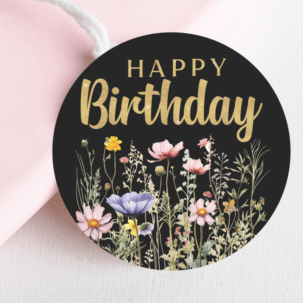Happy Birthday Wildflower Simple Classic Sticker - Kickis Shop