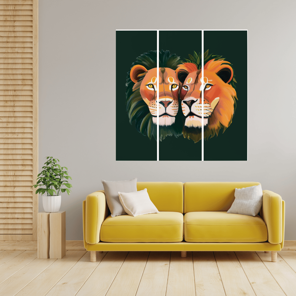 Lions in Love Canvas Print Triptych - Kickis Shop Zazzle