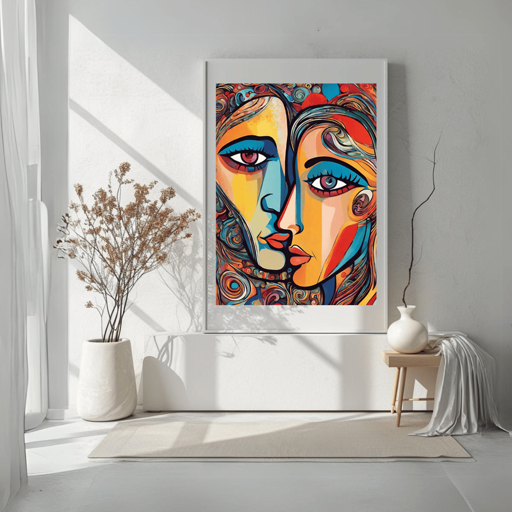 Colorful Abstract Man Woman Cool Face Poster - Kickis Shop Payhip
