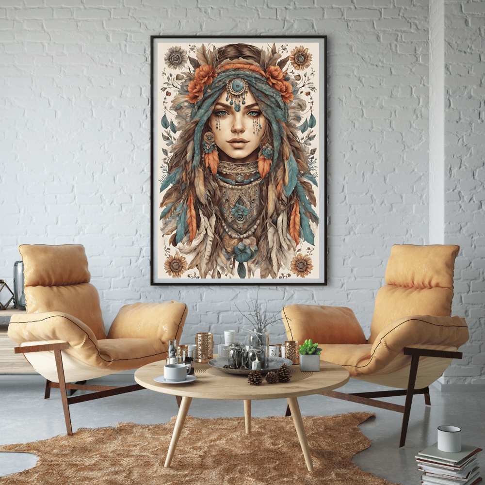 Boho Pretty Woman Vintage Art Poster - Kickis Shop Payhip