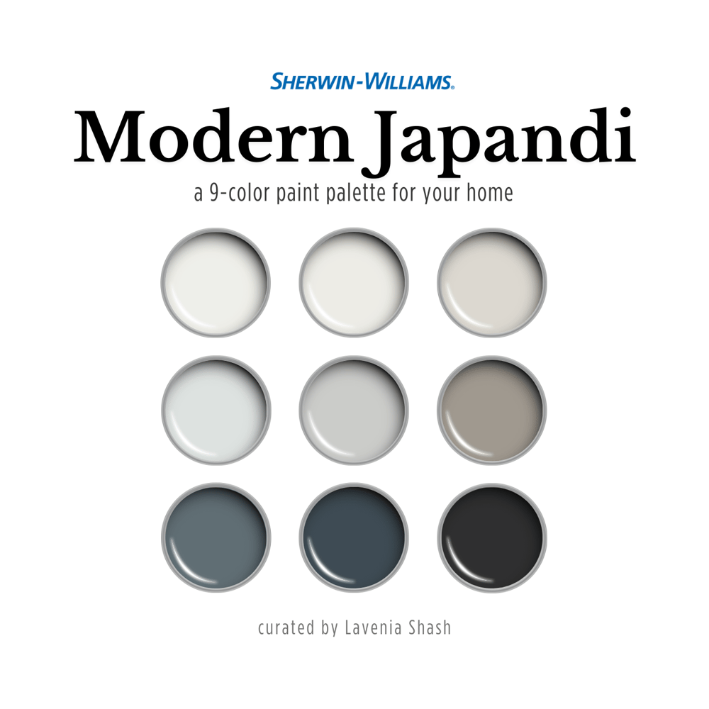 Japandi paint color palette with Sherwin Williams modern color scheme for the whole house
