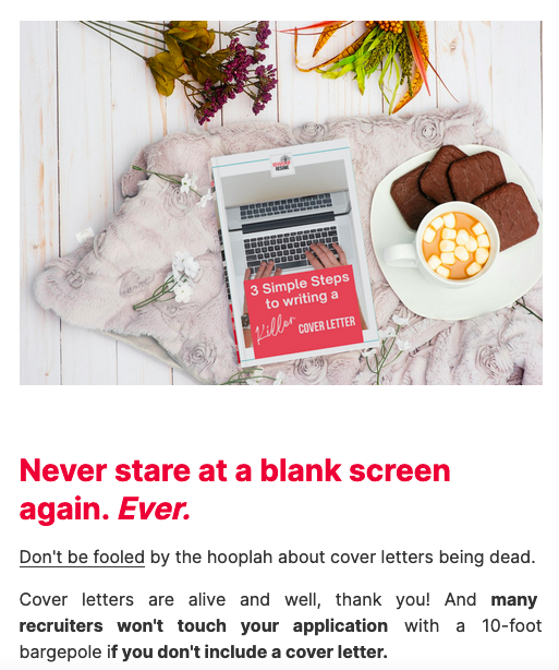 3 Hacks to Writing a Killer Cover Letter Freebie