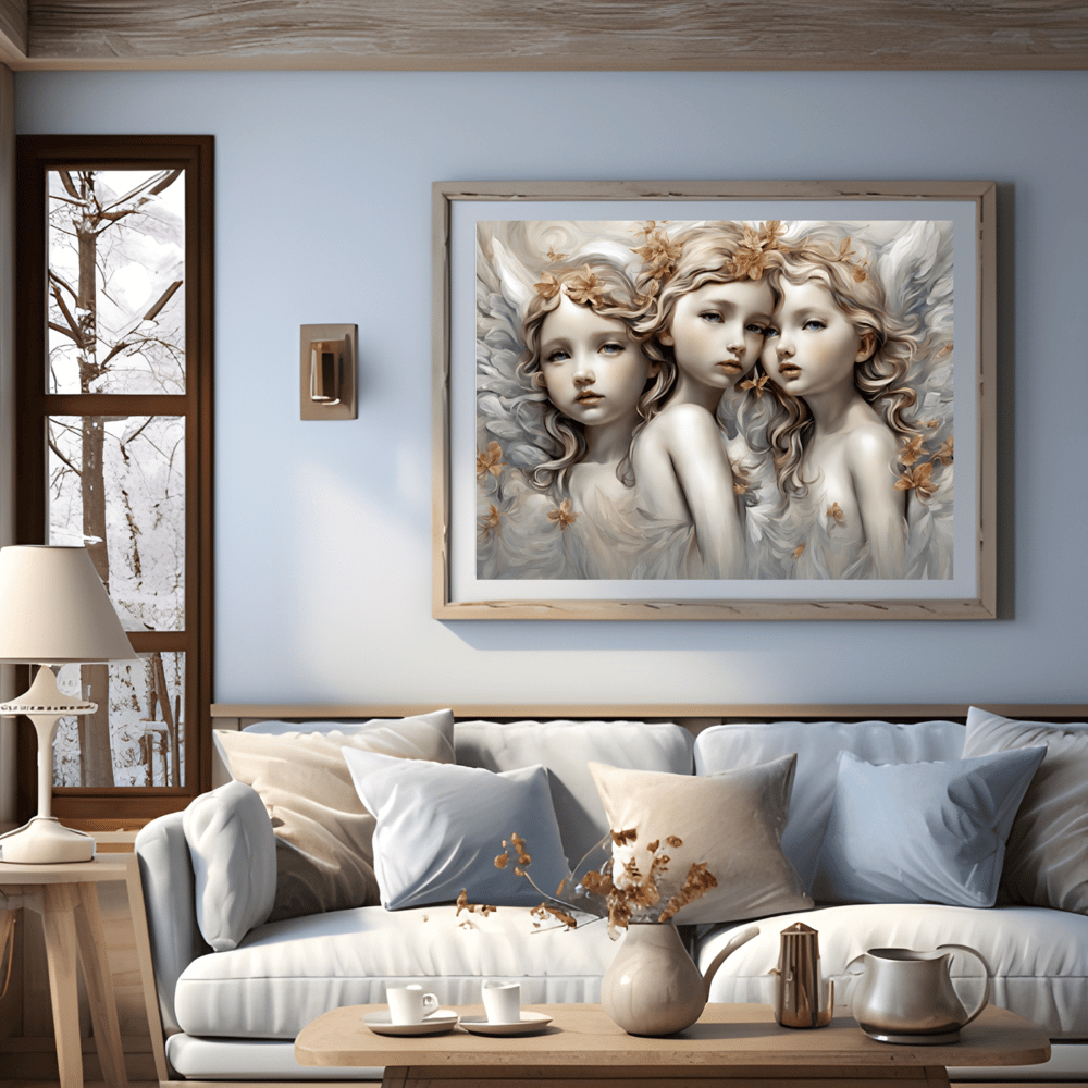 Baby Angel Sisters Modern Art Poster - Kickis Shop Zazzle