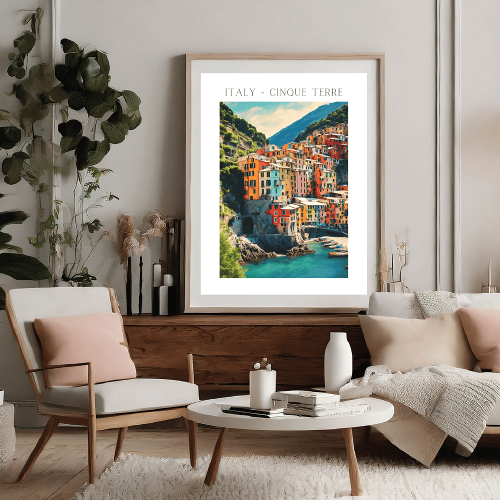 Colorful Italy Cinque Terre Village Watercolor Poster - Kickis Shop Zazzle