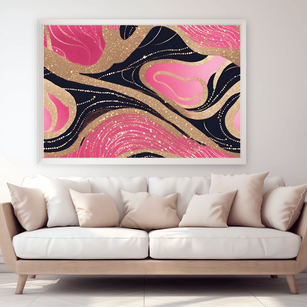 Pink Girly Black Gold Glitter Modern Art Poster - Kickis Shop Zazzle
