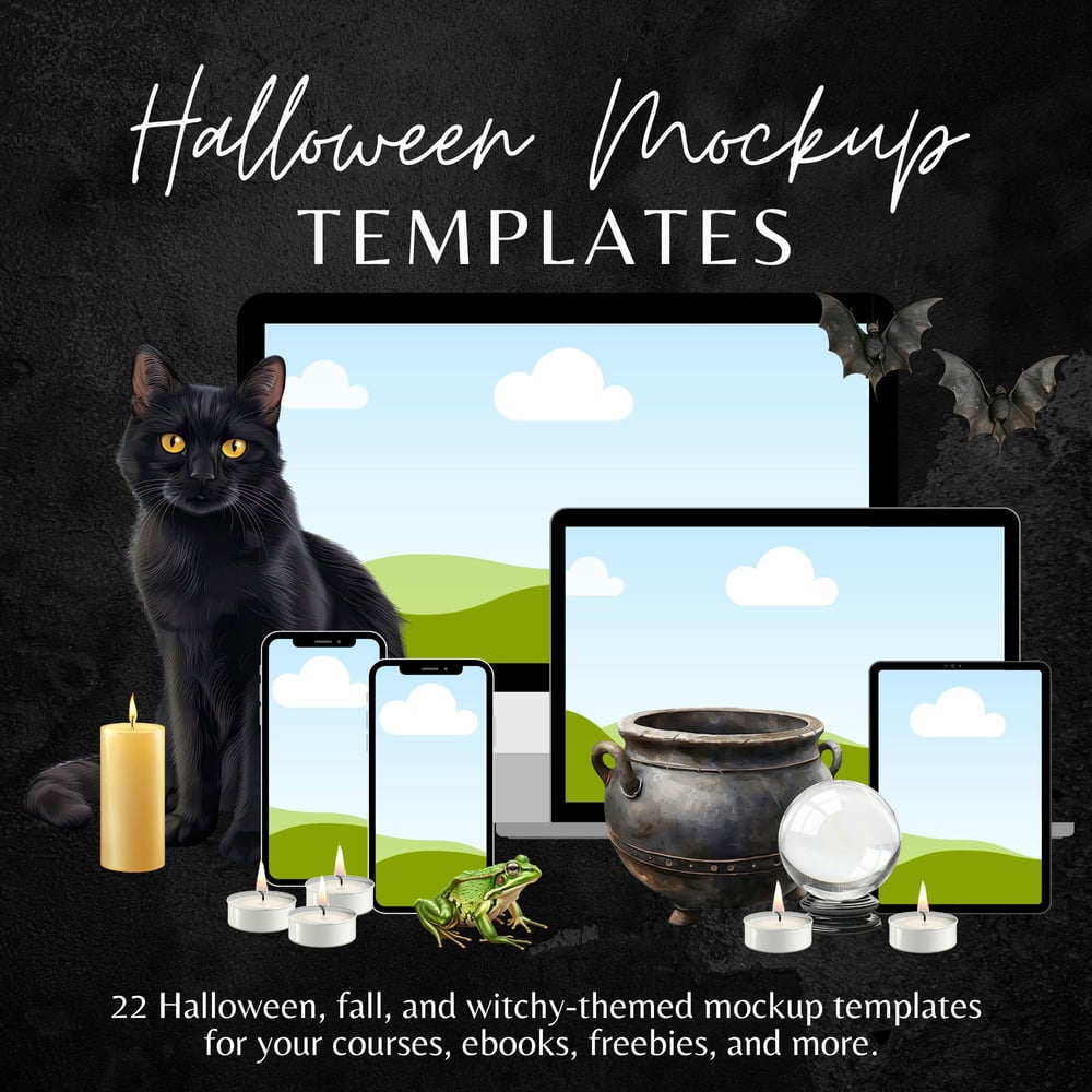 halloween digital product mockups - canva template