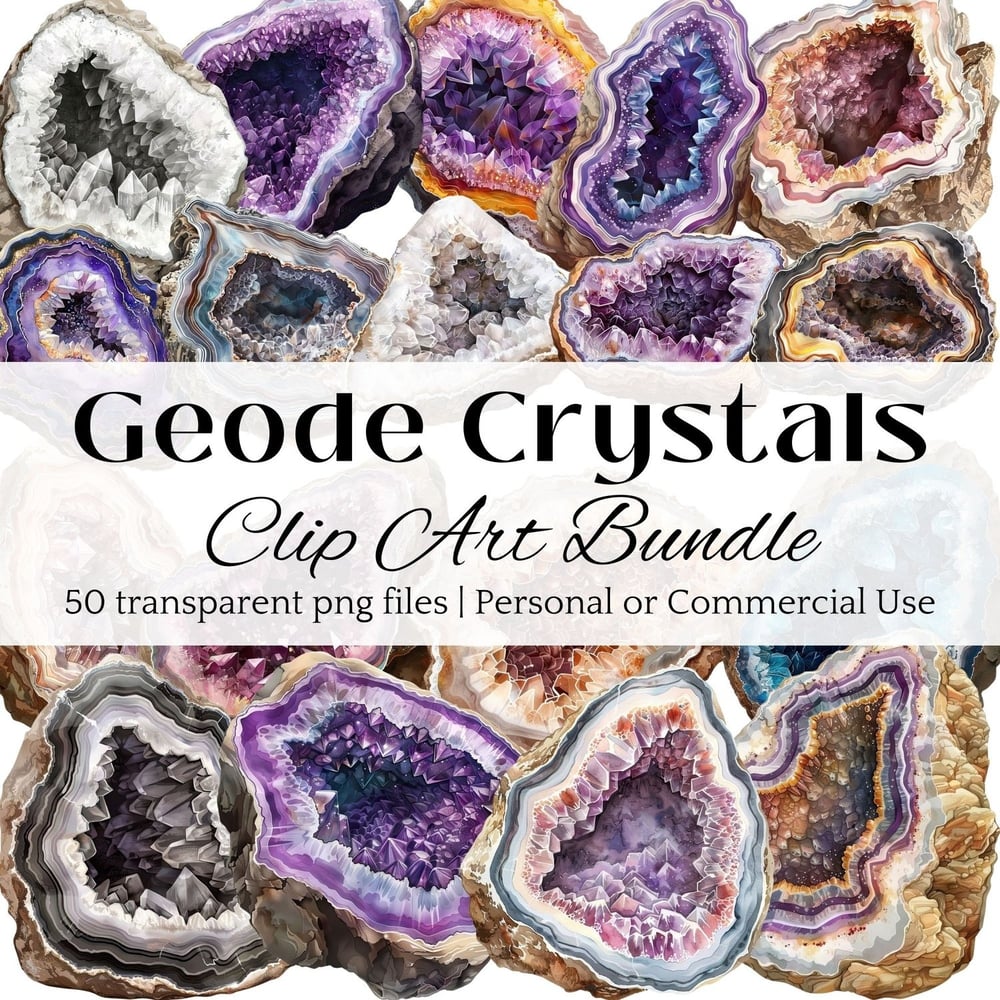 geode crystal clip art set