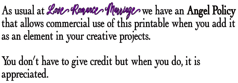 Commercial use of Love Romance Marriage printables & digitals is allowed image.