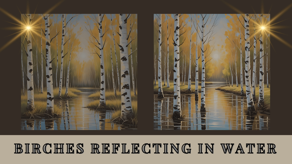 Birches Reflecting Water - Kickis Shop