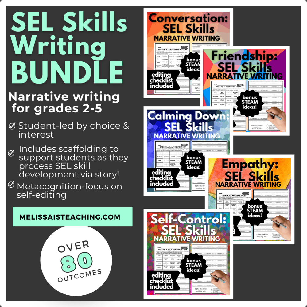 SEL Skills Writing Bundle for 2nd 3rd 4th 5th Grades