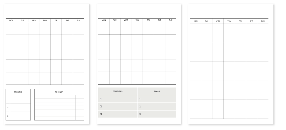 digital planner monthly page layout examples