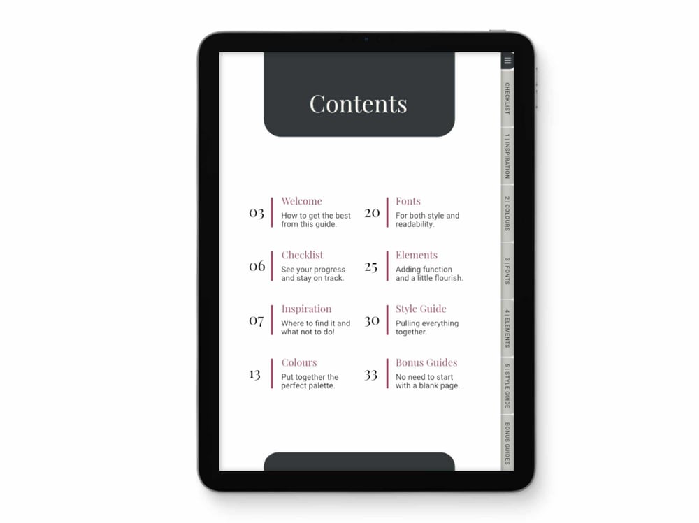 Digital Planner Design - Create a Style Guide Ebook Conents