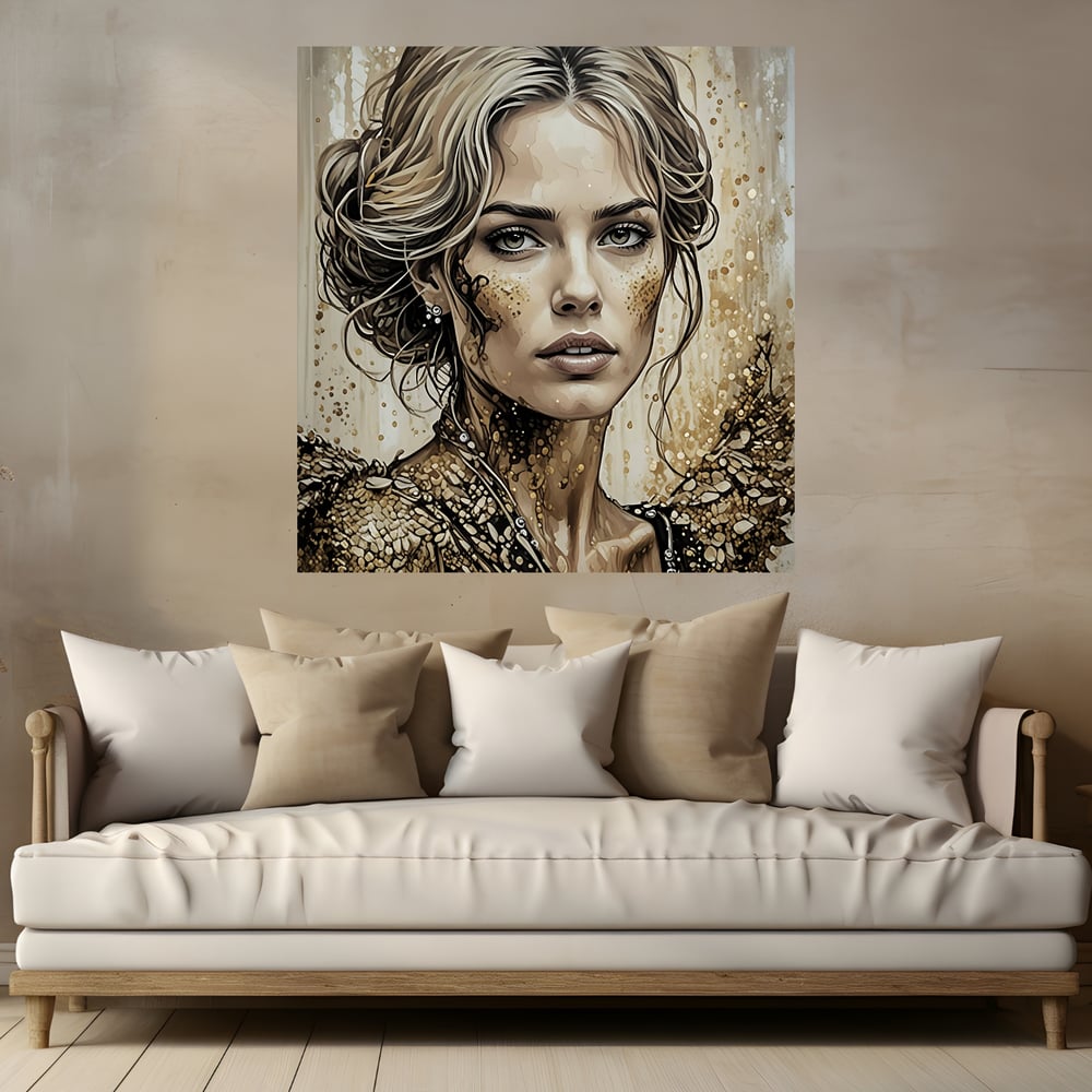 Beautiful Woman in Gold Glitter Wall Art Poster - Kickis Shop Zazzle