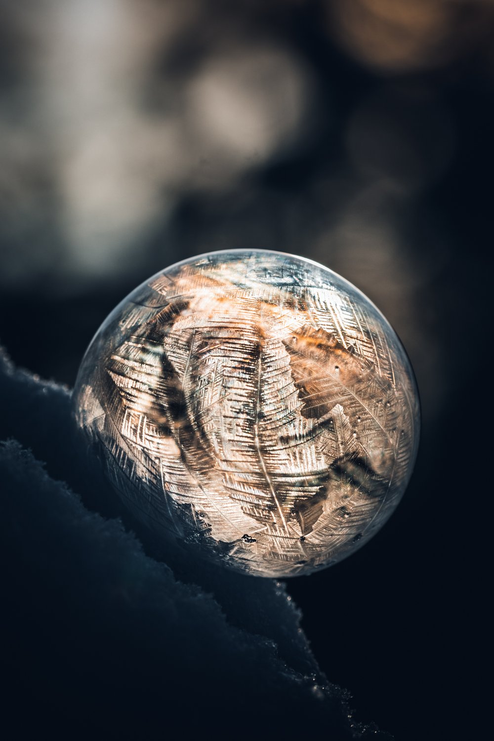 frozen soap bubble macro