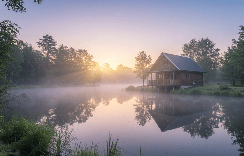 By the Lake Cabin Scene Printable