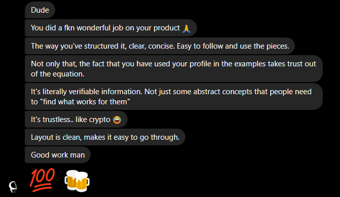 Testimonal from my follower