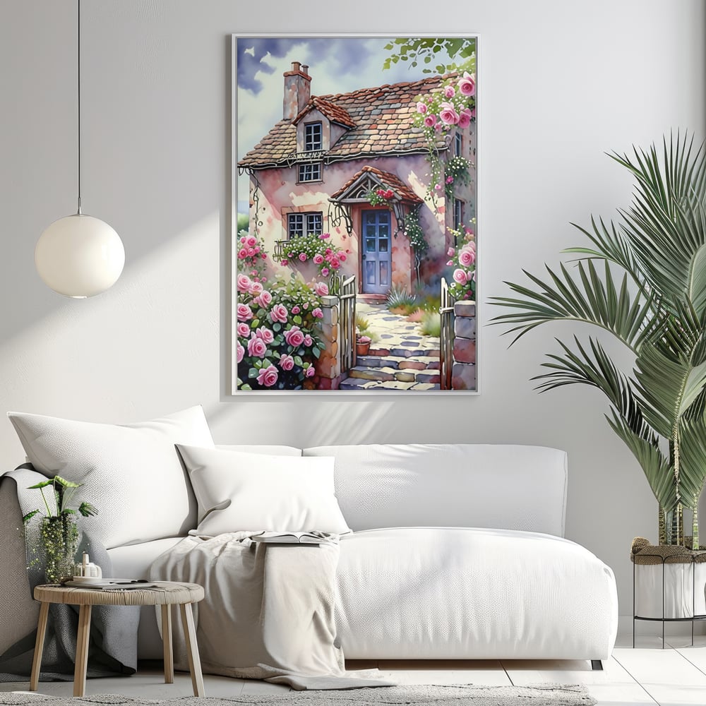 Dreamy Summer Village with Roses Poster - Kickis Shop Zazzle