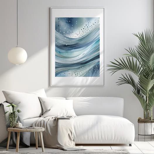 Blue Green Raindrops Abstract Watercolor Poster - Kickis Shop Zazzle