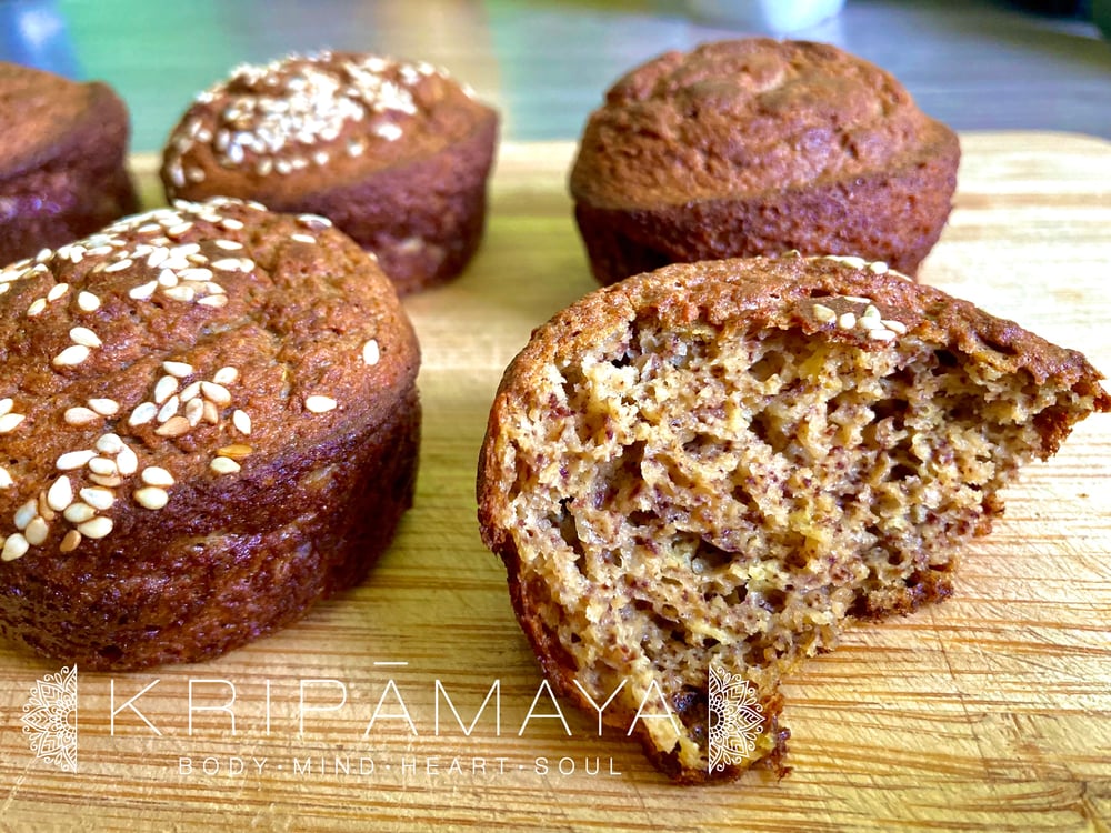 Fresh muffin on cutting board