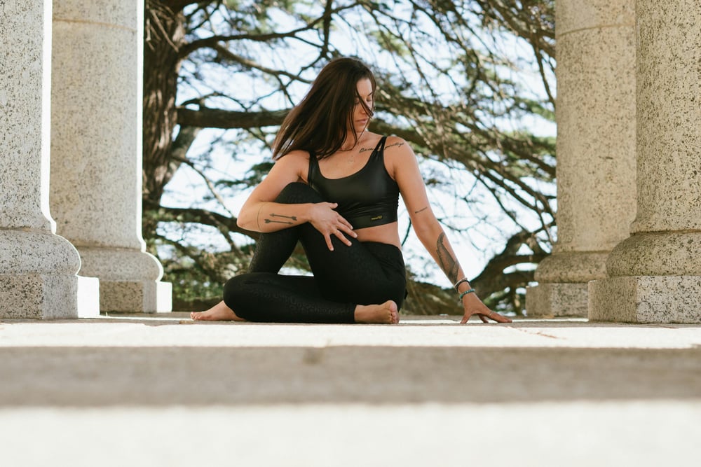 Woman sits