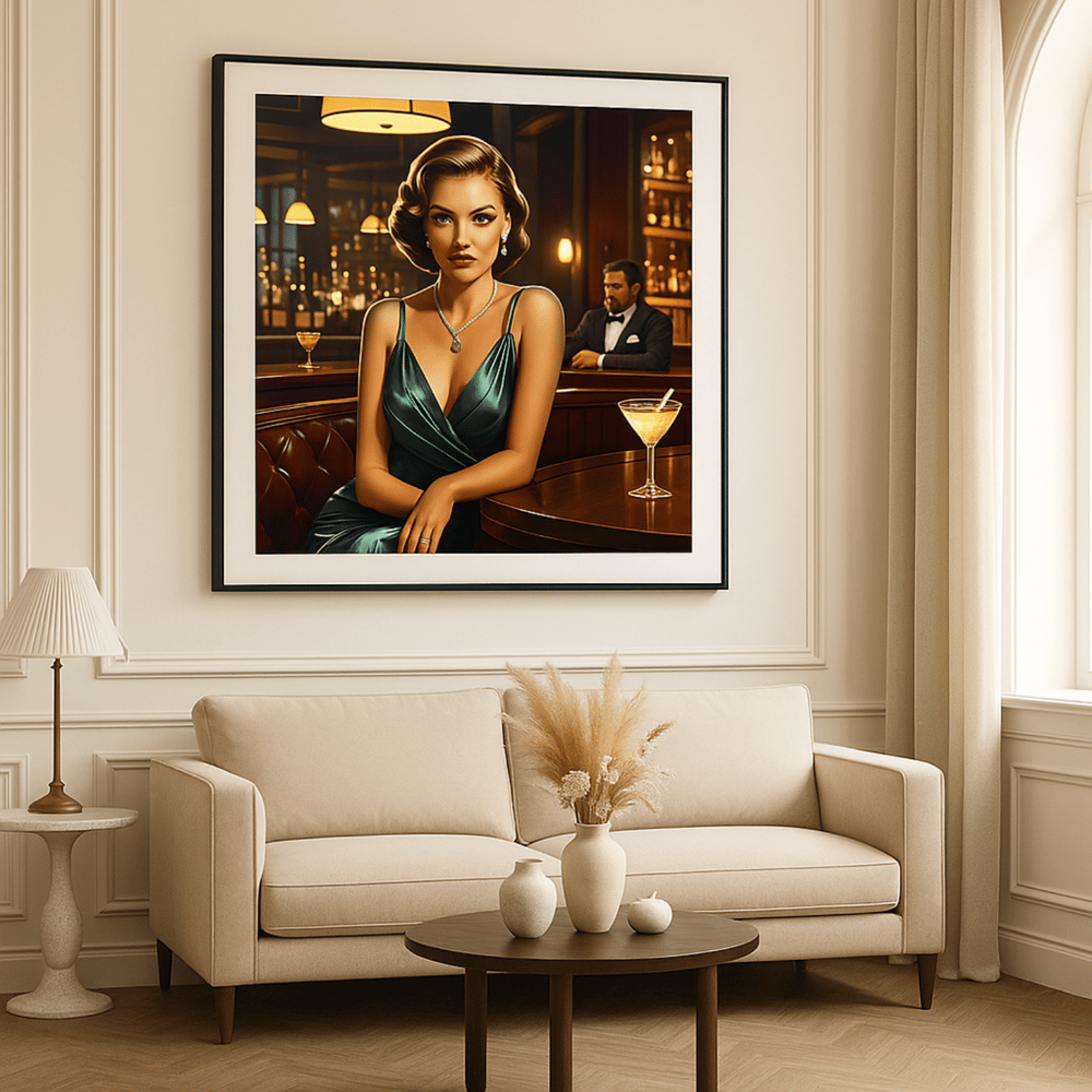 Elegant Woman with Martini Glass Vintage Bar Decor - Kickis Shop Zazzle
