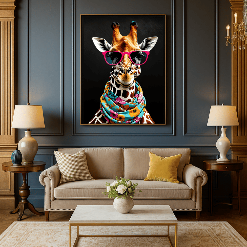 Colorful Maximalist Fun Giraffe Art Print - Kickis Shop Zazzle